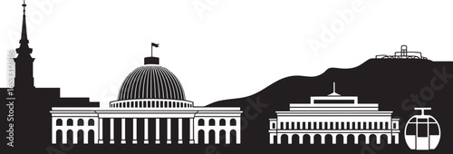 Azerbaijan Skyline Silhouette Vector Illustration Depicting Baku Cityscape with Landmarks