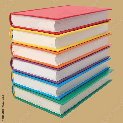 Stack of Six Colorful Hardcover Books pile reading.