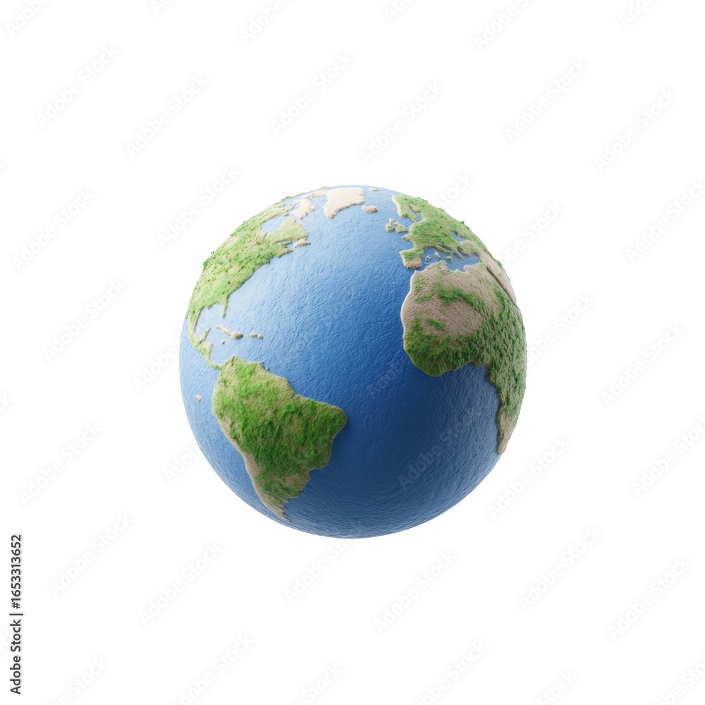 Fototapeta premium Detailed 3d model of earth with continents and oceans visible
