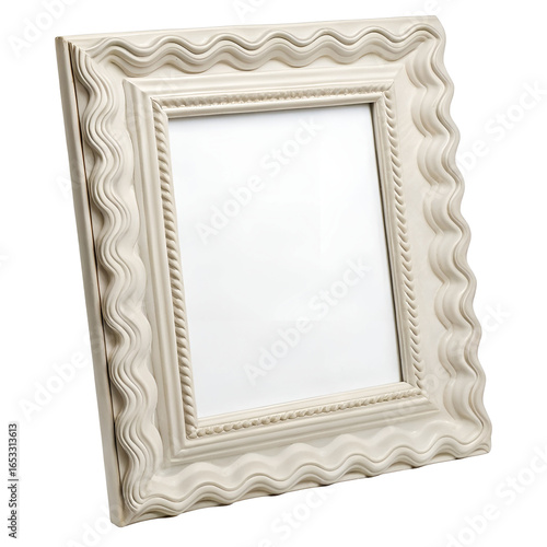 Rectangle frame with decorative wavy edges, simple and elegant design.