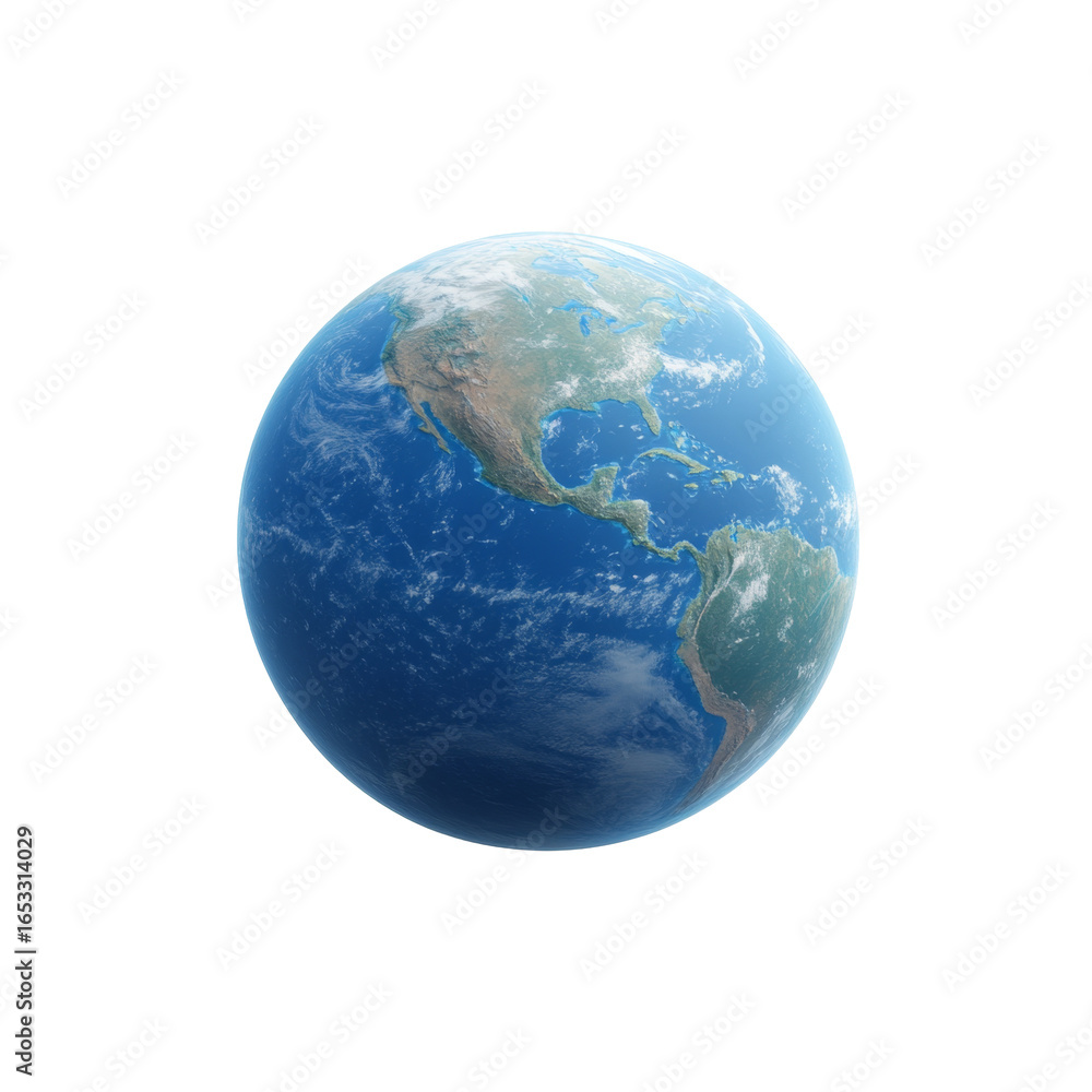 Fototapeta premium Earth from space: blue planet with clouds and continents visible from orbit