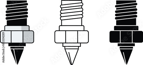 3d printer nozzle vector illustration for technical drawing