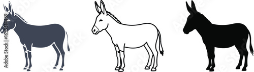 Three donkey illustration cartoon animal farm vector image