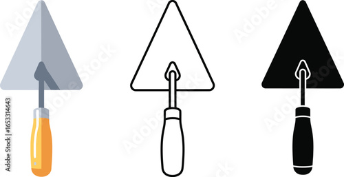 Triangle trowel vector icons construction tool set illustration