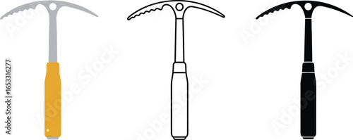 Ice axe vector illustration for climbing and mountaineering gear