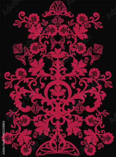decorated pink vertical pattern on black background