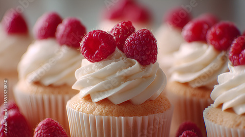 Raspberry Topped Cupcakes: A delicious treat, featuring moist cake, sweet frosting, and fresh raspberry topping.