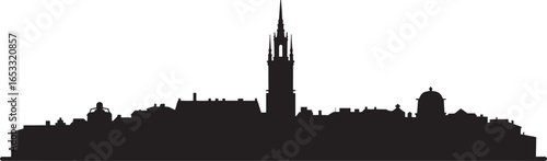 Detailed Silhouette of Augsburg City Skyline Germany Landmark Architecture Urban Landscape