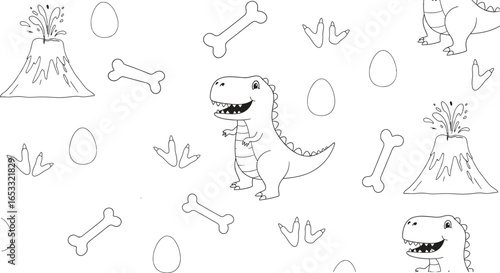 Cute dinosaur pattern design vector illustration background