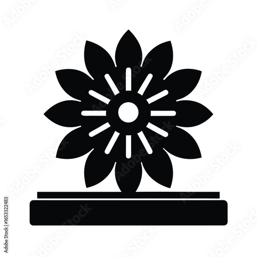 Vector art of flower icon with petals, representing nature and beauty, isolated