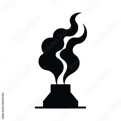 Vector art of a plume of smoke rising from a chimney, isolated