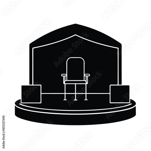 Vector art of a single throne chair a stage, isolated