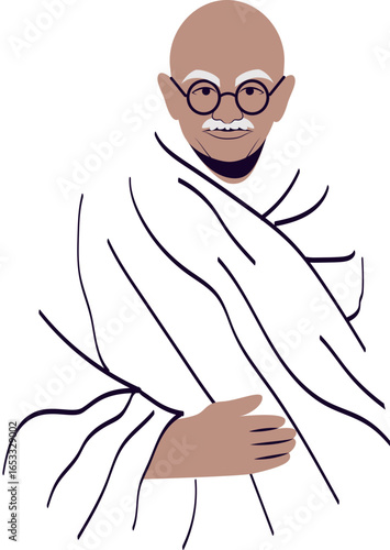 Stylized portrait of Mahatma Gandhi, a prominent Indian leader.