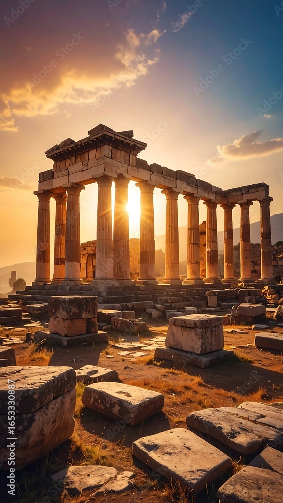 Fototapeta premium Ancient temple at sunset (1)