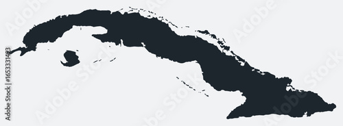 Cuba map. Just a simple border map. Shape of the country. Flat blank Cuba outline. Vector boundary illustration.
