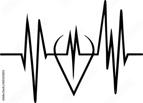 Vector art of heartbeat line with heart symbol isolated on white background