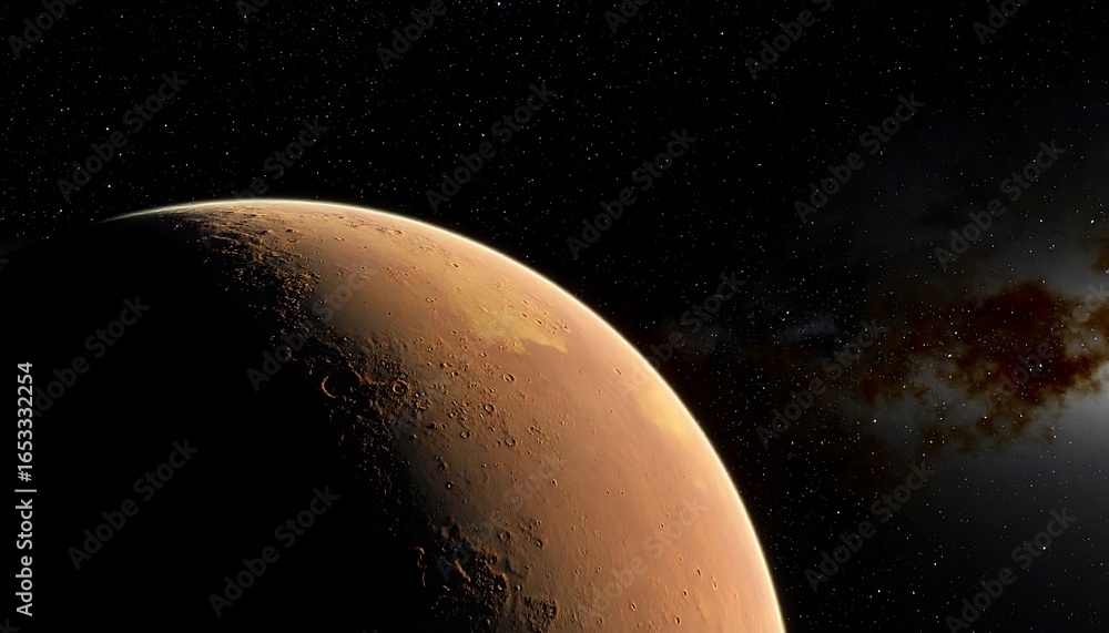 Naklejka premium Mars, a celestial orb in space