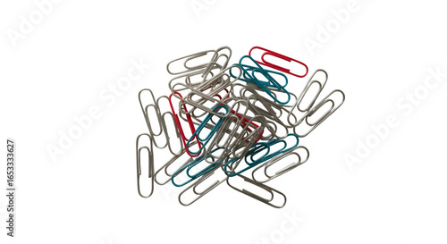 Paper clips isolated on PNG background.