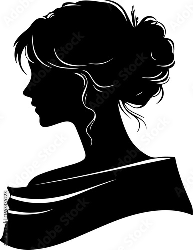 silhouette of elegant woman in profile