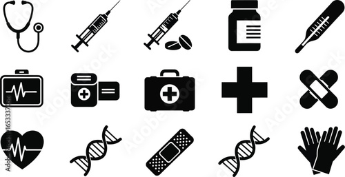 Medical healthcare icons vector set for health and medicine use