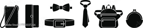 Accessories vector icons set fashion elements black silhouette