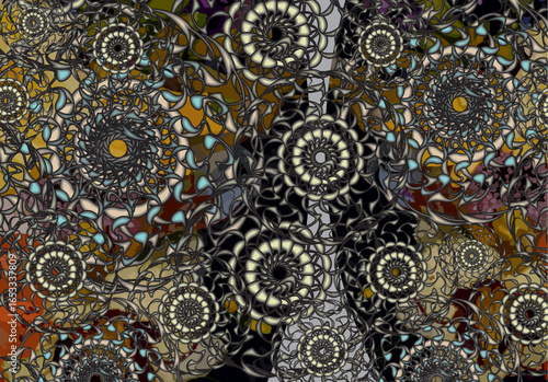 Colorful dark floral motifs for textiles or covers. Decorative floral elements for fashion trends, business concepts, interior solutions, tiles, prints, cards, dynamic posters, fabric products, etc. 