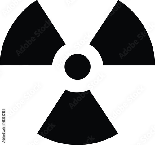 Radiation hazard symbol indicating danger, nuclear energy, and radioactive materials, isolated on white background