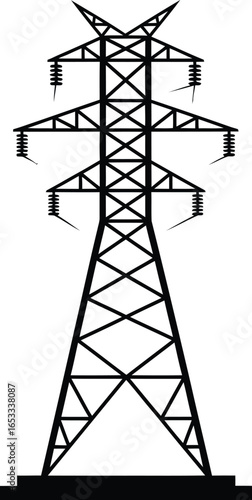 Power transmission tower electricity pylon vector illustration