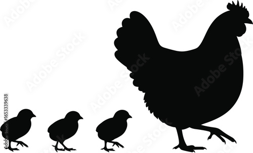Chicken family silhouette vector illustration download now