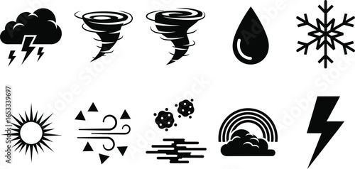 Weather forecast icons set vector illustration simple design
