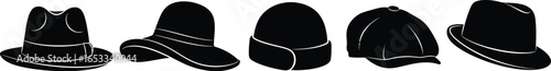 Various styles of hats collection fashion headwear and apparel