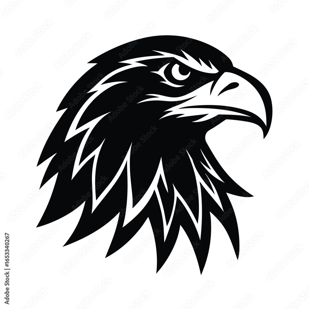 Obraz premium Black Eagle Head Silhouette with Sharp Features hawk