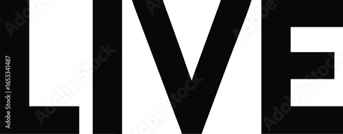 Bold black word live on a white background, representing live broadcast or performance