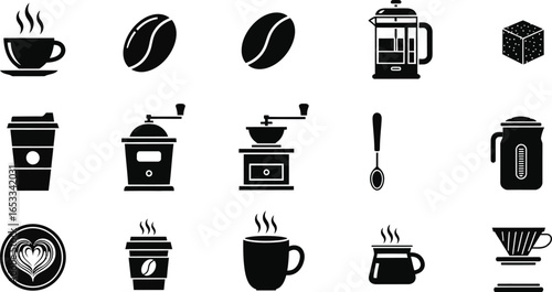 Coffee vector icons set coffee shop and cafe design elements