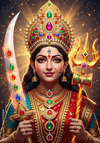 Wallpaper Mural Goddess Durga Portrait for Navratri Puja Torontodigital.ca