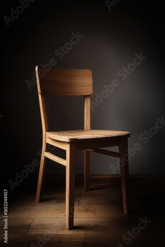 Wallpaper Mural Wooden Chair Spotlight: Minimalist Design on Dark Wood Floor Torontodigital.ca