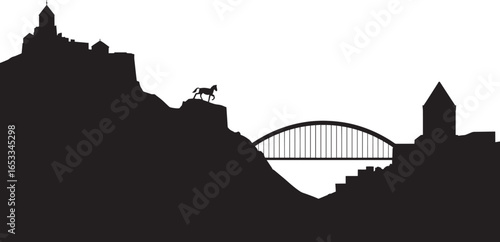 Tbilisi Georgia Skyline Silhouette Vector Illustration with Cityscape and Urban View