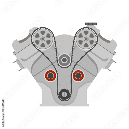 Internal Combustion Engine: A vector illustration of a powerful internal combustion engine, showcasing intricate machinery and engineering. Perfect for design related to technology, industry.