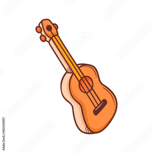 Harmony in Strings: A meticulously illustrated ukulele, ready to serenade the viewer with its joyful music, stands poised, its strings humming with potential melodies.