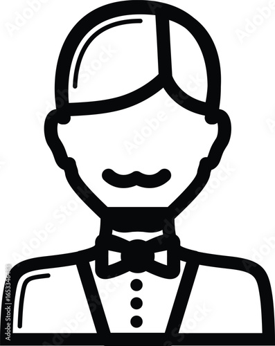 Flat Vector Icon of Waiter or Server for Hospitality and Restaurant Service Design