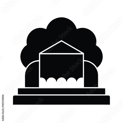 Vector art of silhouette of a stage with a waterfall effect, isolated