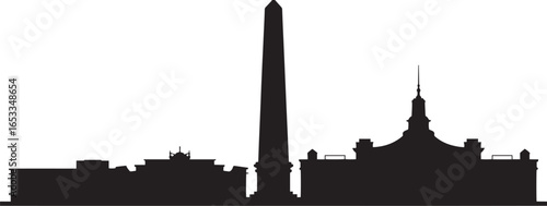 Washington DC Skyline Silhouette Vector Illustration with Famous Landmarks and Monuments