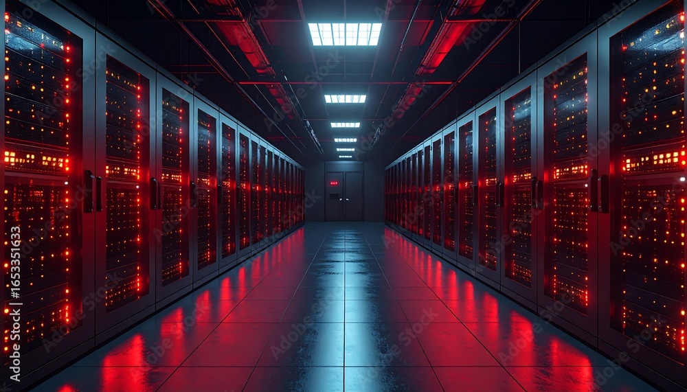 Fototapeta premium Server room interior, futuristic (1)
