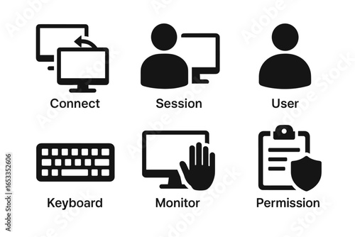 Connect session user icons for digital interface and monitor display usage