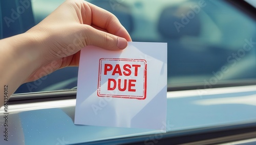 Auto loan delinquency and car repossession notice in urban environment highlighting vehicle repossession process