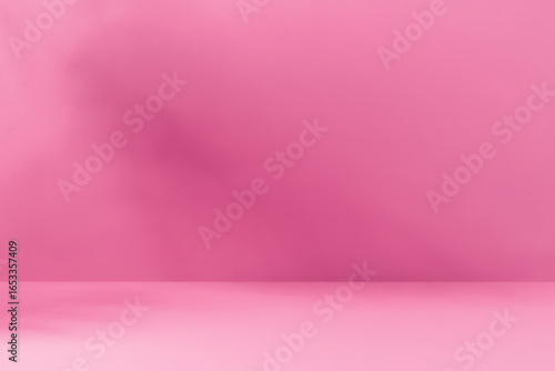 Minimalistic abstract pink background for product presentation with aesthetic light and shadows