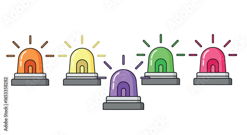Emergency lights colorful siren vector illustration