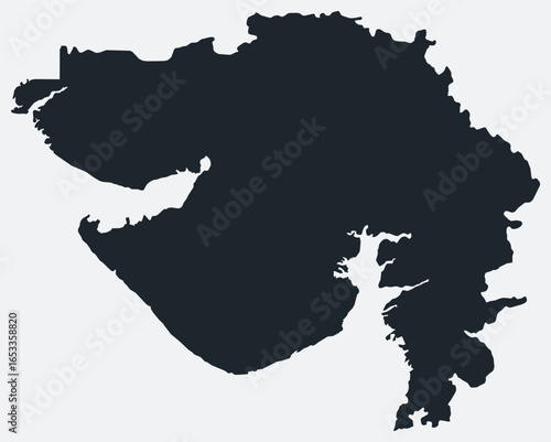 Gujarat map. Just a simple border map. Shape of the state. Flat blank Gujarat outline. Vector boundary illustration.