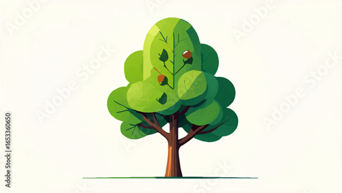 Cocoa Tree with Ripe Pods on White Background

