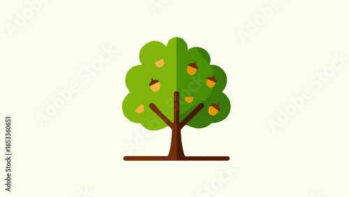 Cocoa Tree with Ripe Pods on White Background

